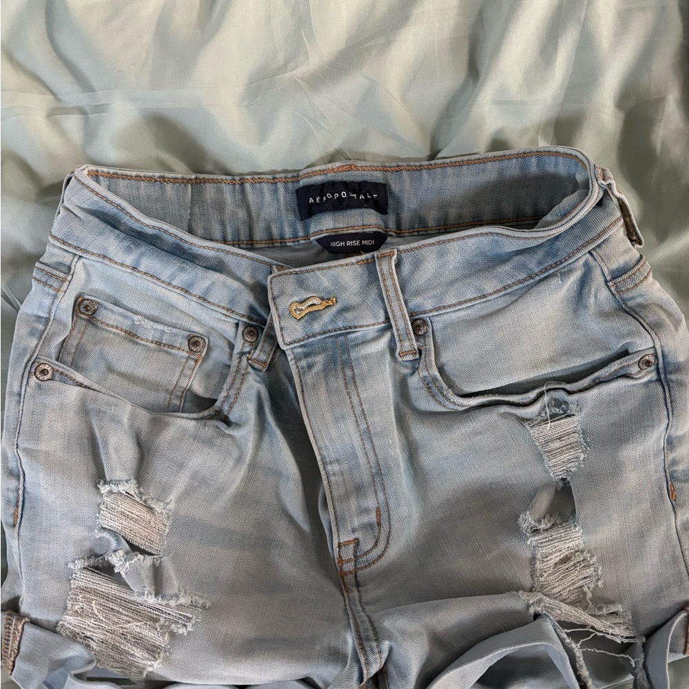 Aeropostale Light Blue Distressed Denim Shorts